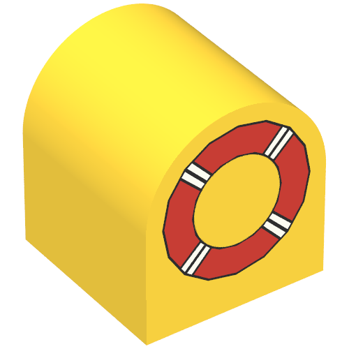 Duplo Brick 2 x 2 x 2 Curved Top with Life Preserver Print