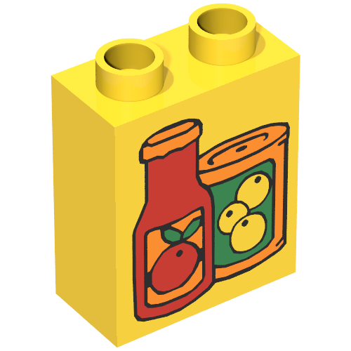 Duplo Brick 1 x 2 x 2 with Fruit Juice Containers Print