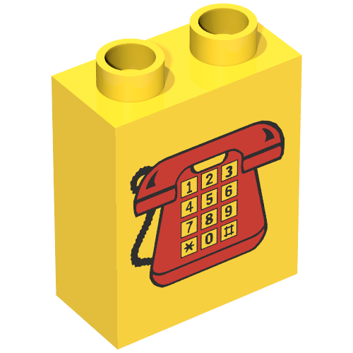 Duplo Brick 1 x 2 x 2 with Telephone Print 1, Red