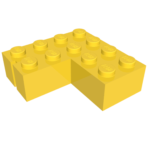 Brick 4 x 4 Corner without Bottom Tubes, Slotted (with 1 slot, right side)