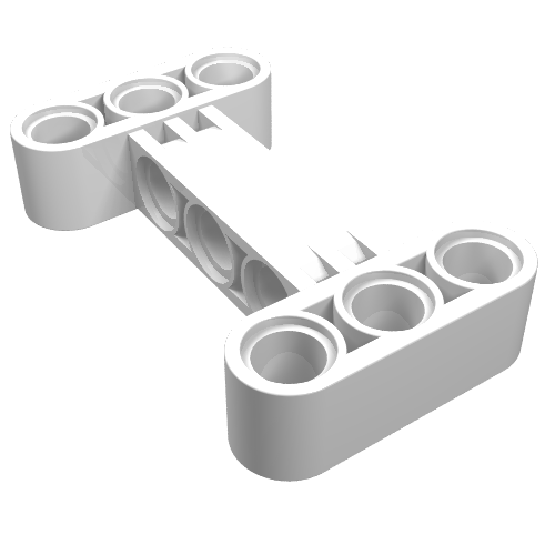 White Technic Beam 3 x 5 Thick [90° Offset Centre Beam Holes]