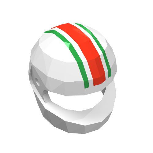 Helmet, Standard with 1 Red and 2 Green Stripes Print