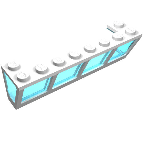 Window 2 x 8 x 2 Boat with Trans-Light Blue Glass (2634c01)