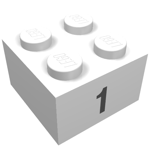 Brick 2 x 2 with Black "1" Print