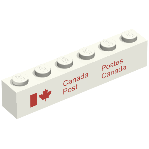 Brick 1 x 6 with Canada Post Logo Print