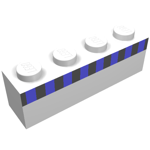 Brick 1 x 4 with Black Stripe and 8 Blue Squares Print