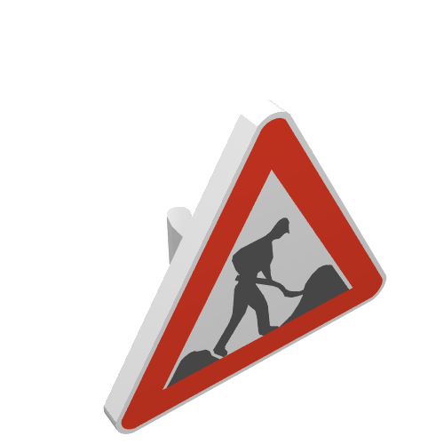 Road Sign Clip-on 2.2 x 2.667 Triangular with Road Works Print