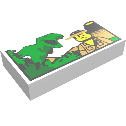 Tile 1 x 2 with Minifig and Dinosaur Print