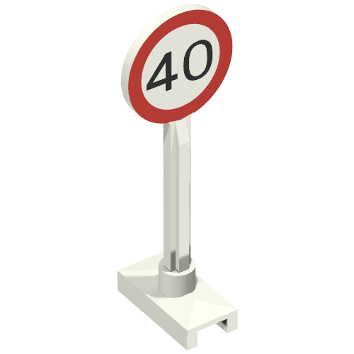 Road Sign Round with Maximum Speed 40 Print