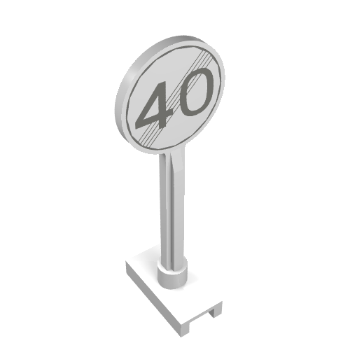 Road Sign Round with Gray End Of Maximum Speed 40 Print