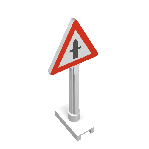 Road Sign Triangle with Road Crossing Print