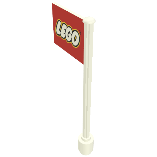 Flag on Flagpole, Straight with Red Lego Print