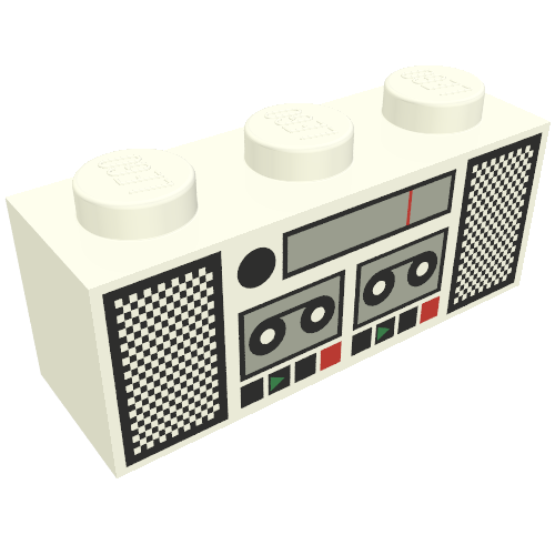Brick 1 x 3 with Radio and Tape Player Print
