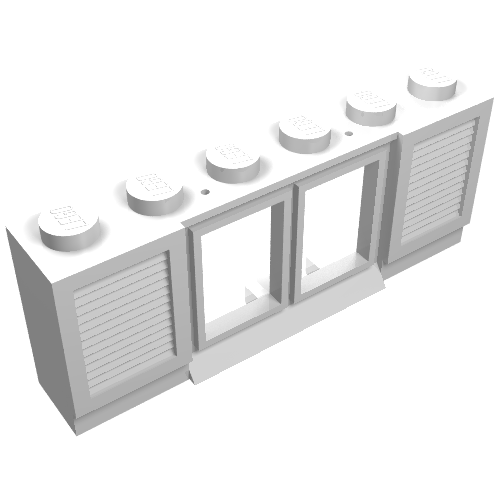 Window 1 x 6 x 2 with Shutters (old type) with Extended Lip and Solid Studs, with Fixed Glass