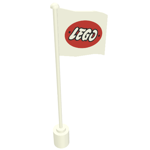 Flag on Flagpole with Lego Logo in Red Ellipse Print