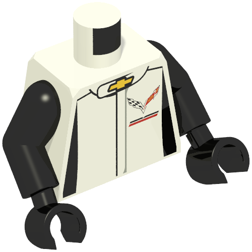 Torso Race Suit Yellow Chevrolet Logo / 'CORVETTE RACING' on Back print, Black Arms and Hands (973c03h03pr3285)