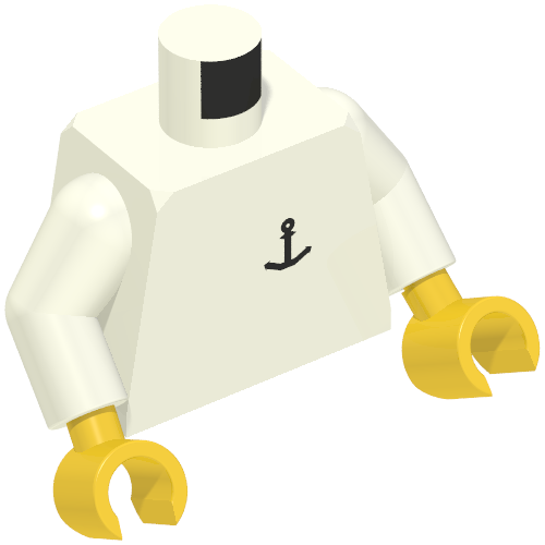 Torso Boat Anchor Logo Print, White Arms, Yellow Hands (973c27h01pr0009)