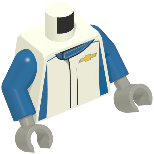 Torso Racing Jacket, Blue Sides, Chevrolet Logo Print, Blue Arms, Light Bluish Gray Hands (973c28h14pr4584)