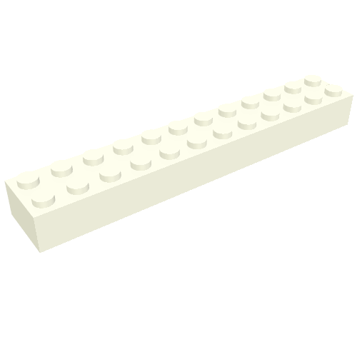 Brick 2 x 12 without Bottom Tubes, 1 End Slot