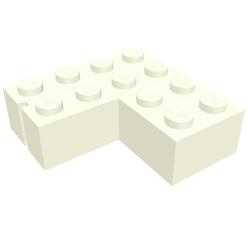 Brick 4 x 4 Corner without Bottom Tubes, Slotted (with 1 slot, right side)