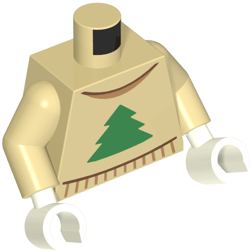 Torso, Sweater, Green Christmas Tree print, Tan Arms, White Hands (973c26h27pr7053)