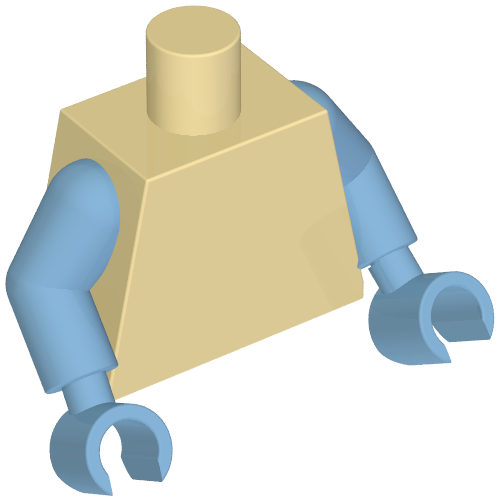 Torso, Medium Blue Arms and Hands [Plain] (973c32h32)