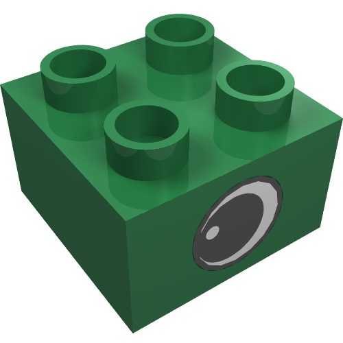 Duplo Brick 2 x 2 with Eye with White Spot Print, on Two Sides - Type 1