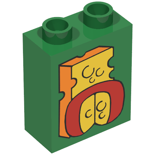 Duplo Brick 1 x 2 x 2 with Two Cheeses Print
