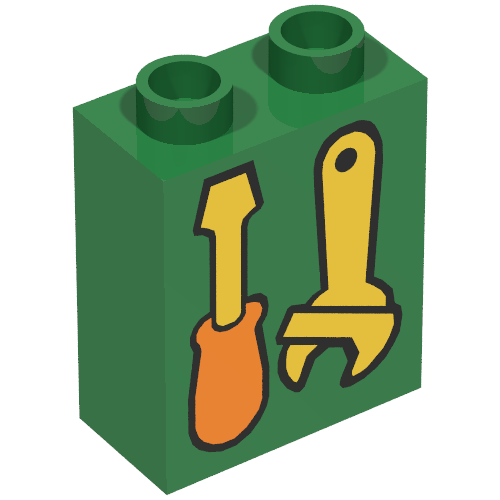 Duplo Brick 1 x 2 x 2 with Screwdriver and Wrench Print