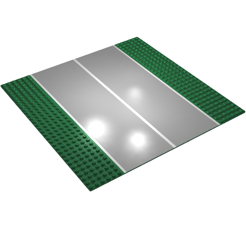 Baseplate 32 x 32 with 6-Stud Straight with Dark Gray Runway / Road with White Center Line Print