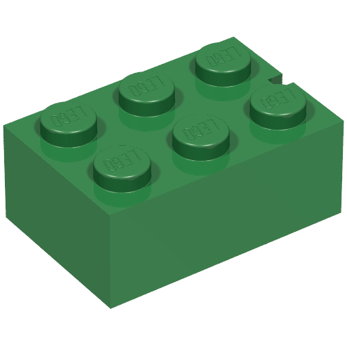 Brick 2 x 3 without Bottom Tubes, Slotted (with 1 slot)