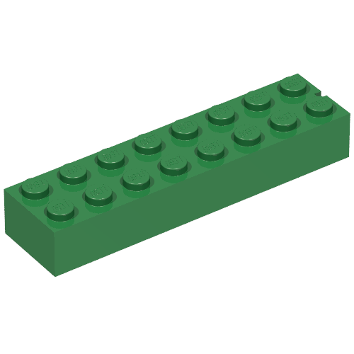 Brick 2 x 8 without Bottom Tubes, 1 End Slot