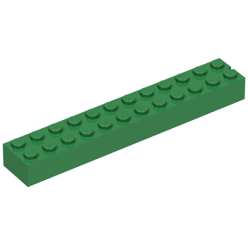 Brick 2 x 12 without Bottom Tubes, 1 End Slot