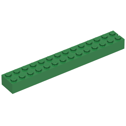 Brick 2 x 14 without Bottom Tubes, 1 End Slot