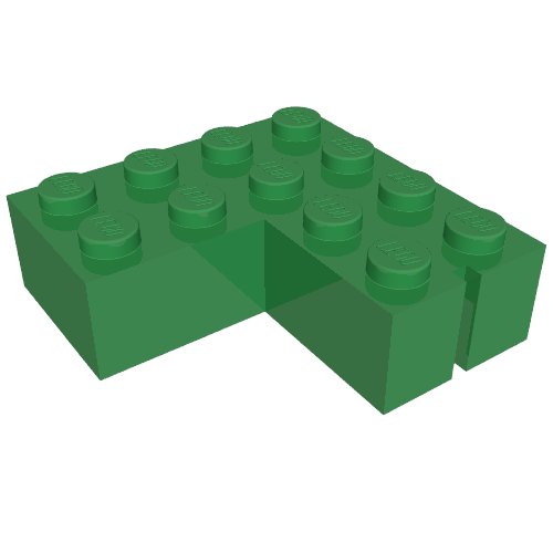 Brick 4 x 4 Corner without Bottom Tubes, Slotted (with 1 slot, left side)