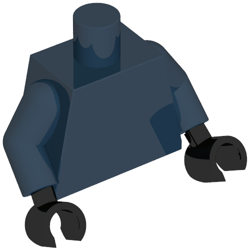 Torso, Dark Blue Arms, Black Hands [Plain] (973c05h03)