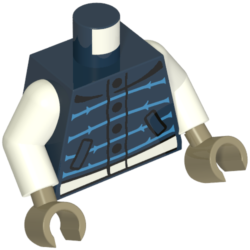 Torso, Vest, Dark Azure Stripes, White Belt print, White Arms, Dark Tan Hands (973c27h11pr7052)