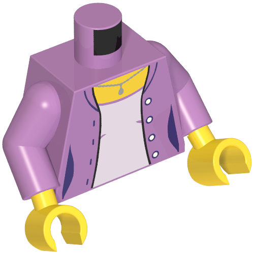 Torso Jacket, Buttons, Lavender Shirt, Necklace with Pendant Print, Medium Lavender Arms, Yellow Hands (973c33h01pr3424)