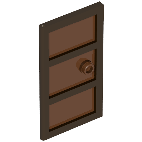 Door 1 x 4 x 6 with 3 Panes and Stud Handle with Reddish Brown Glass (60797c03)