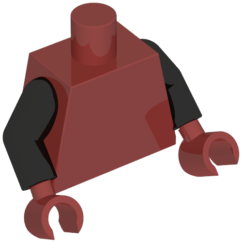 Torso Armor with Dark Blue Pates and Silver Clips Print (Atom), Black Arms, Dark Red Hands