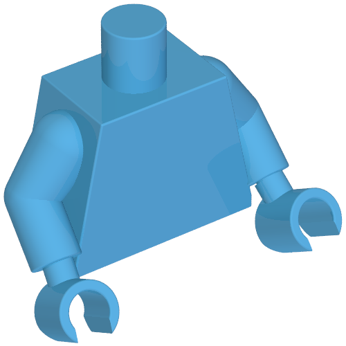 Torso, Dark Azure Arms and Hands [Plain] (973c04h04)