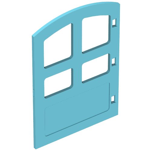 Duplo Door 1 x 4 x 4 with Four Panes, Different Size and Curved Top