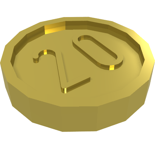 Money / Coin with "20" Sans-serif Type (57504)