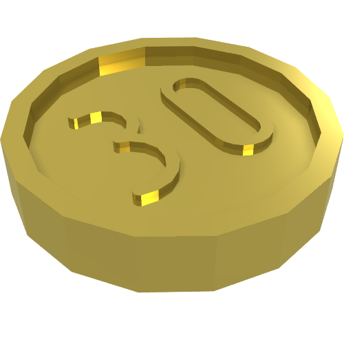 Money / Coin with "30" Sans-serif Type (57505)