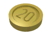 Money / Coin with "20" Sans-serif Type