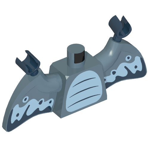 Torso with Wings and Medium Blue Belly, Wings, Dark Blue Markings print, Sand Blue Wings, Dark Blue Hands