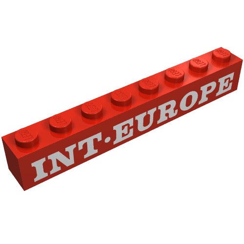 Brick 1 x 8 with 'INT-EUROPE' Serif Print