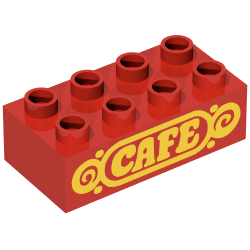 Duplo Brick 2 x 4 with 'Cafe' Print