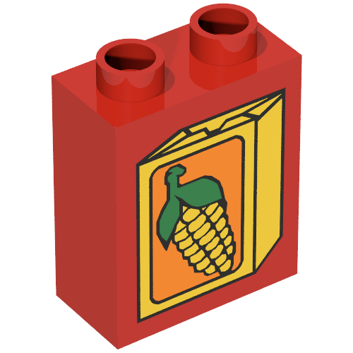Duplo Brick 1 x 2 x 2 with Corn on Box Print