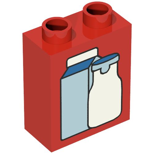 Duplo Brick 1 x 2 x 2 with Carton and Bottle Print